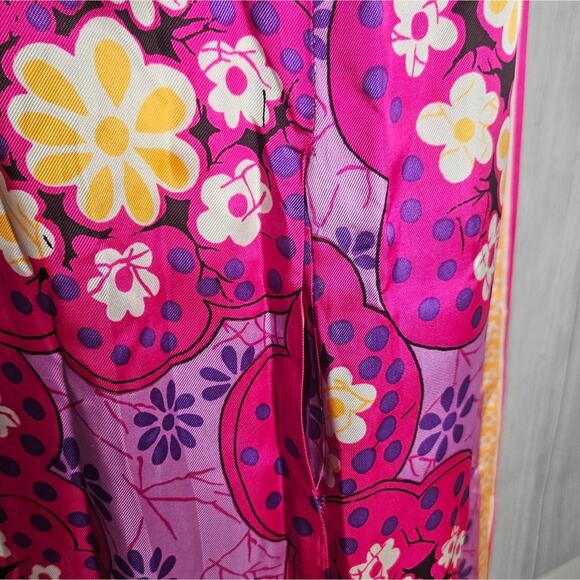 1960s Lane Bryant Vtg Psychedelic Bright Pink Floral Groovy Kaftan - Picture 5 of 8